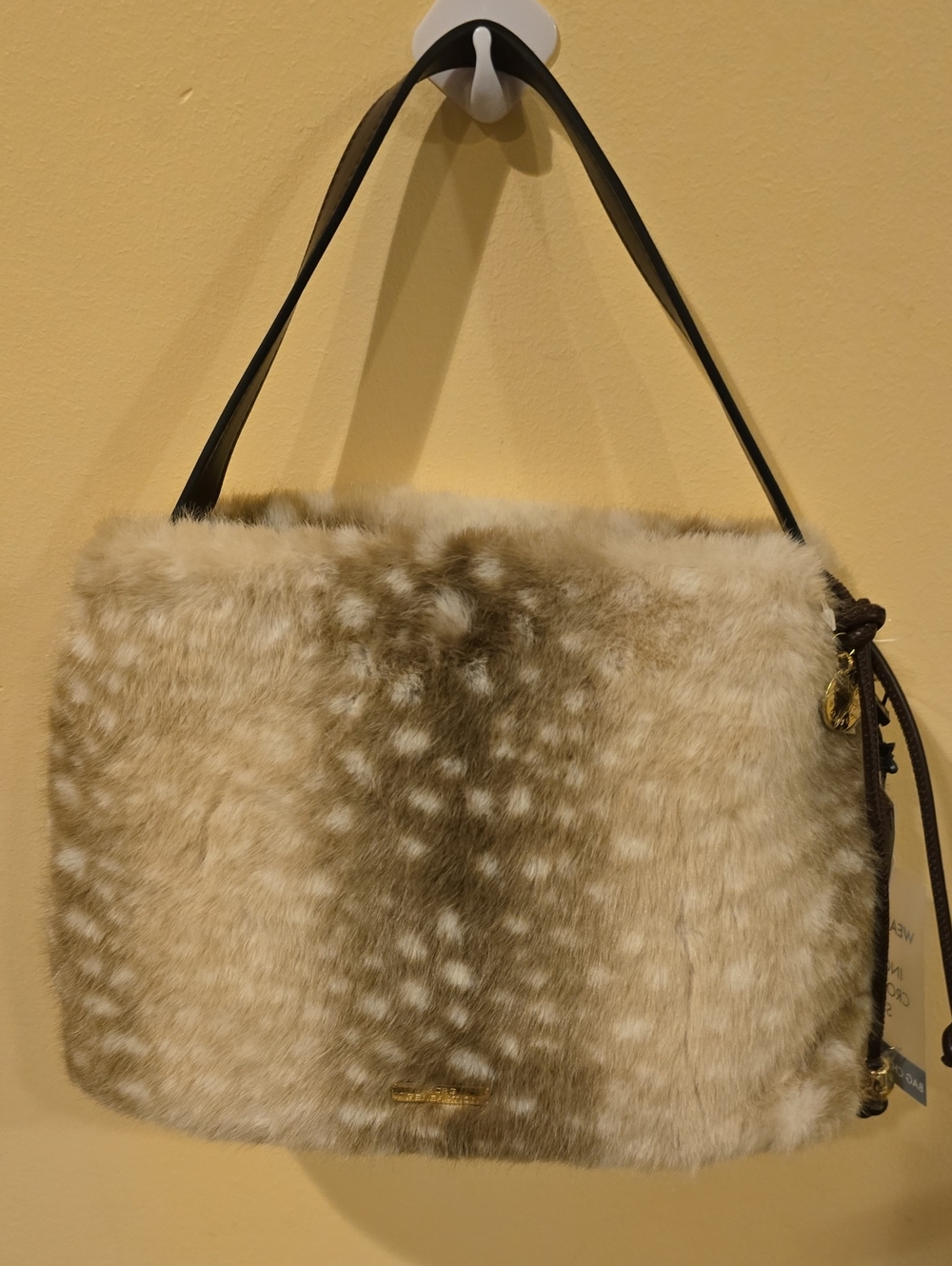 BCBGeneration Faux Fur Fawn Deer Print Shoulder Bag Vintage Coquette Viral NWT